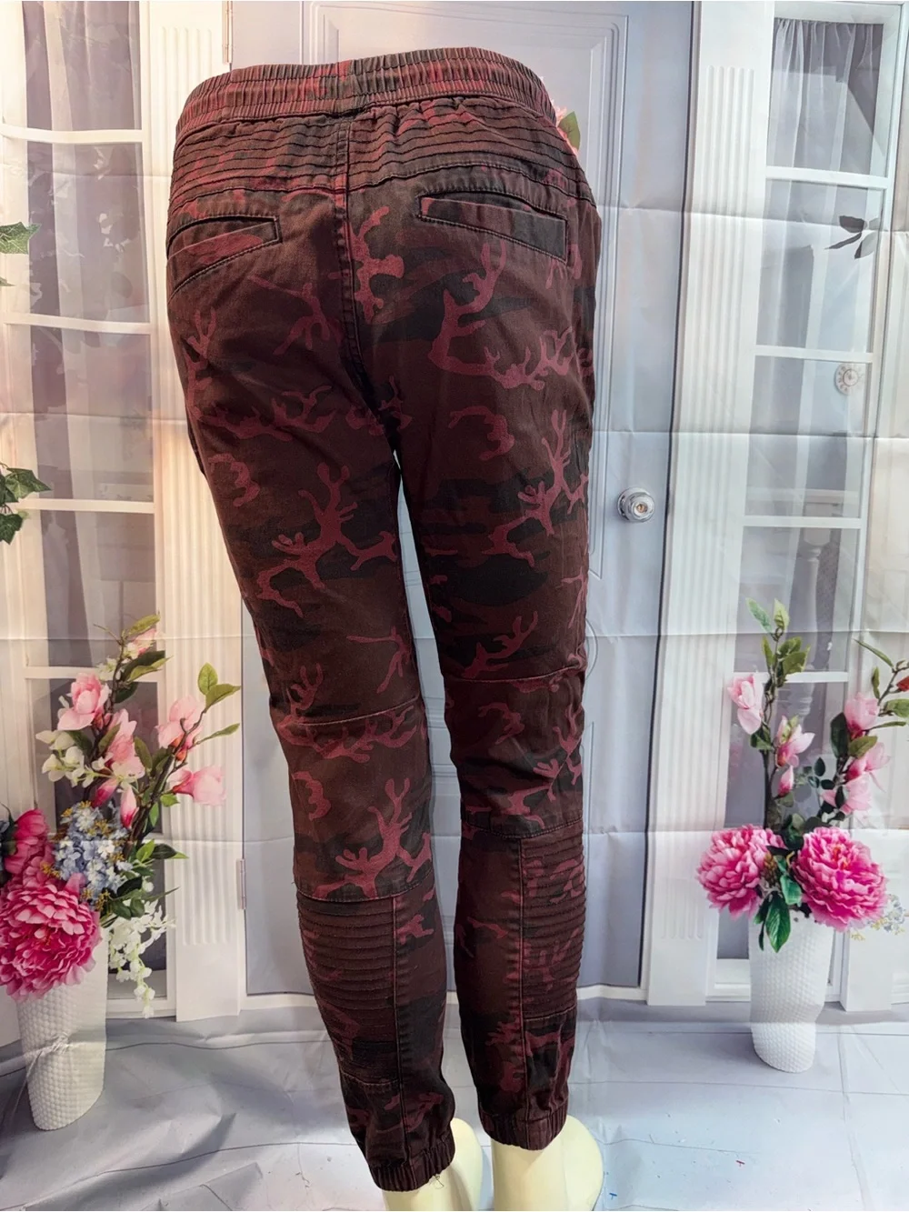 1058-Ring of Fire Men's Maroon Camouflage Jogger Pants